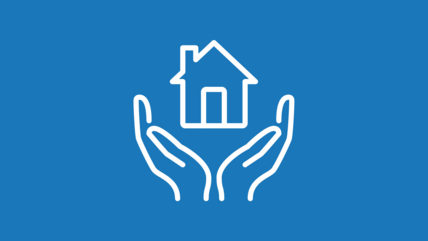 icon showing pair of hands holding a house.