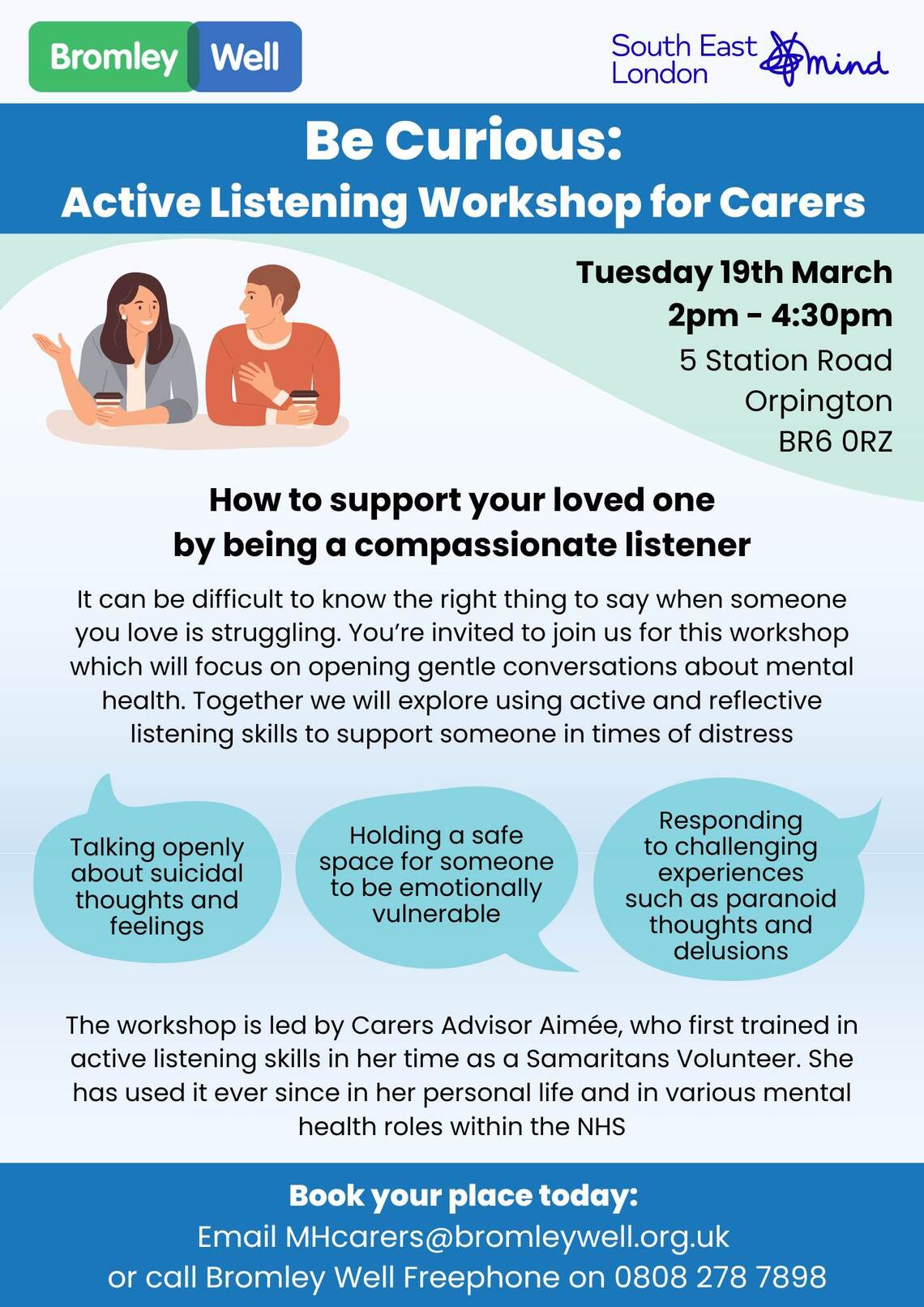 Advert for active listening workshop 