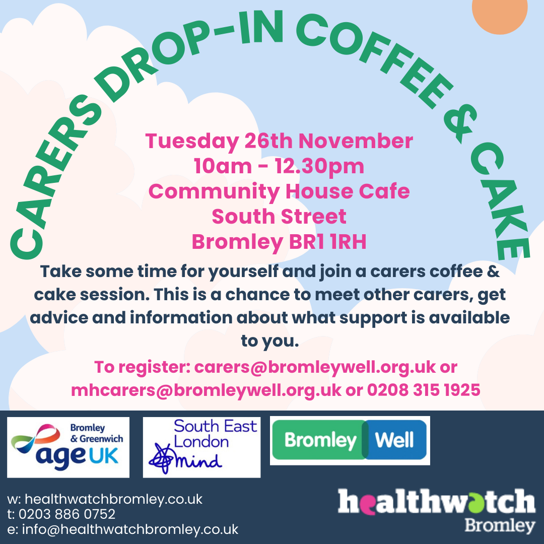 poster for carers coffee and cake event