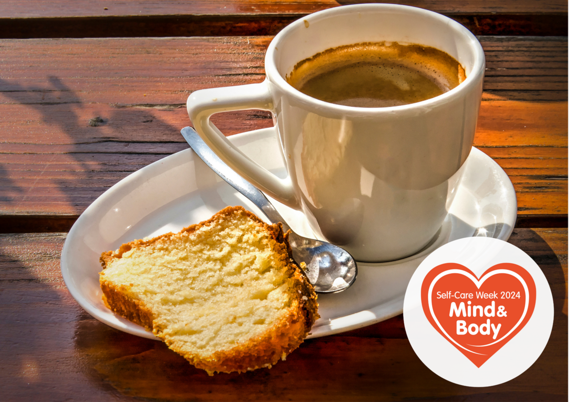 coffee and cake on a table