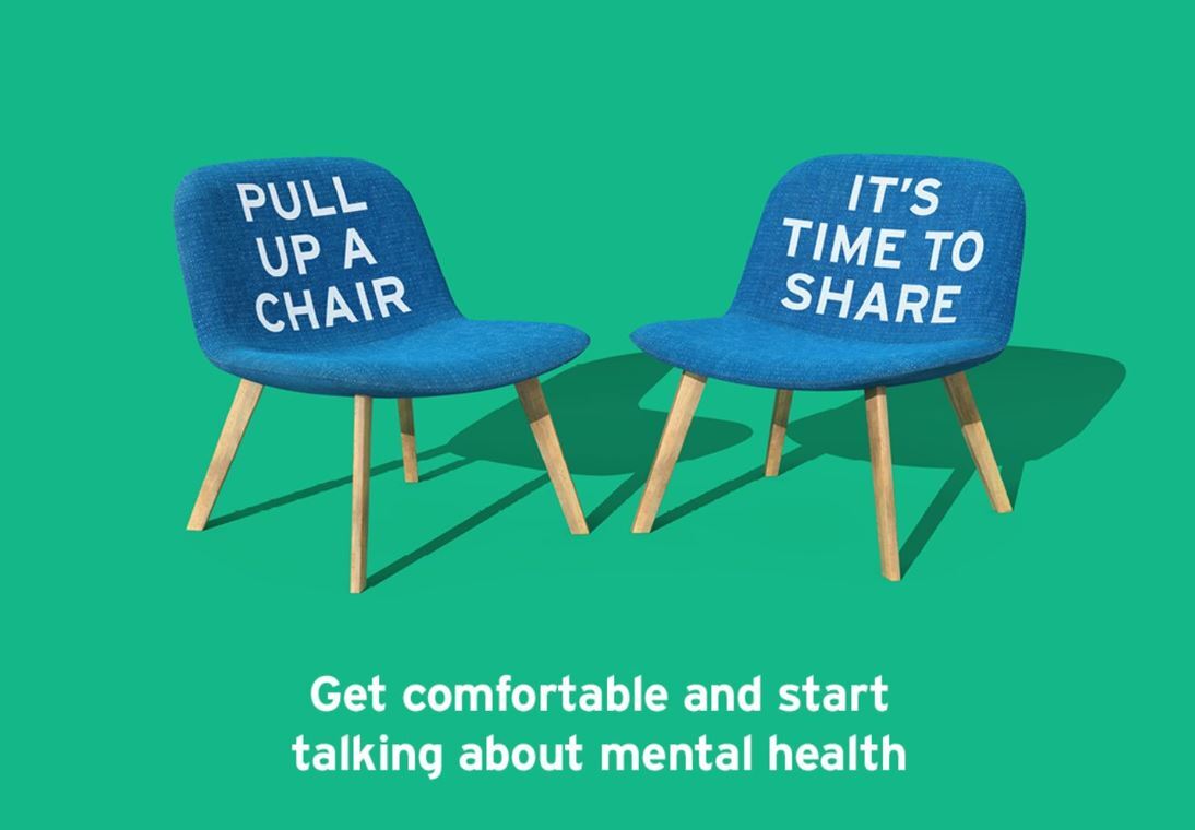 Advert of seats set up for time to talk day