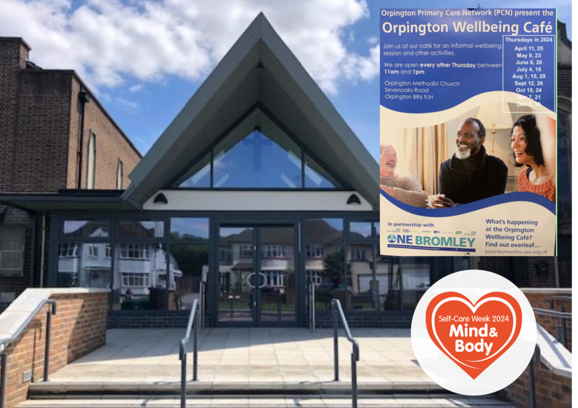 oprington methodist church with self care logo