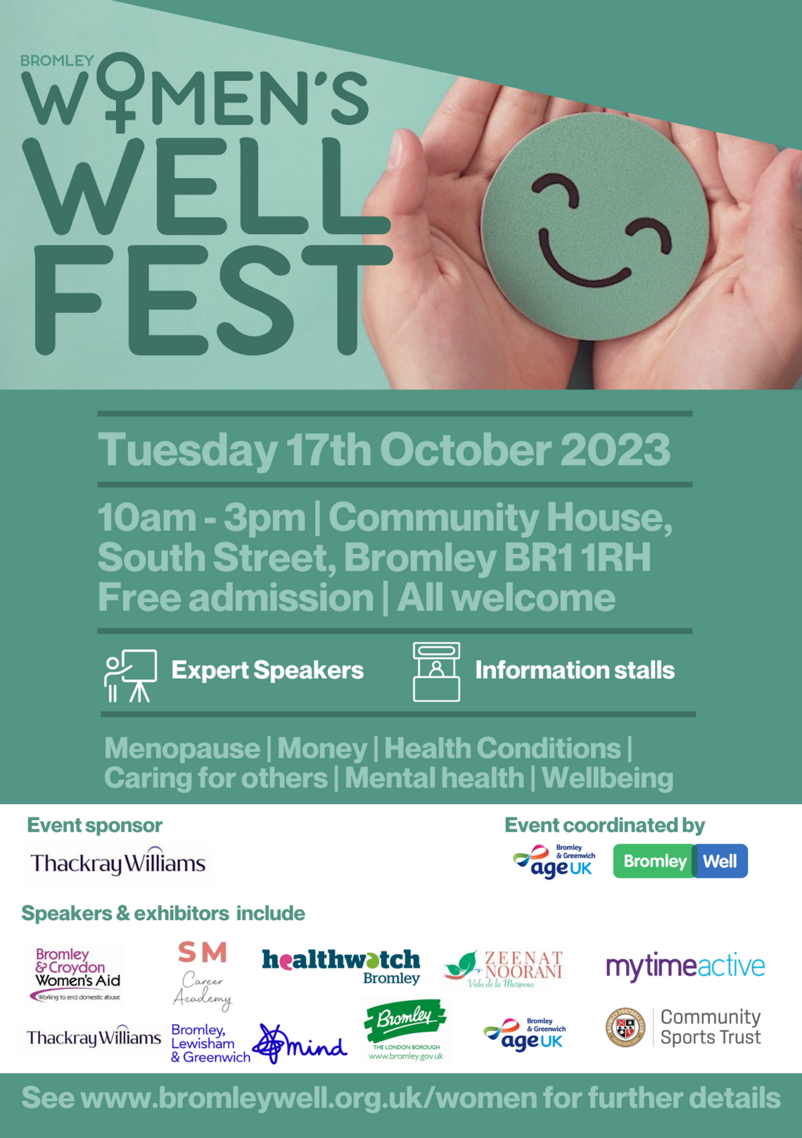 Bromley womens wellfest event 17.10.23 flier