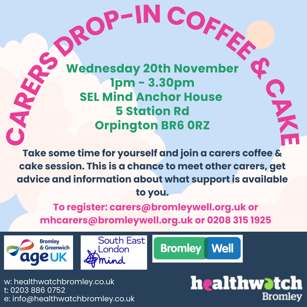 carers coffee and cake event poster 20.11.24